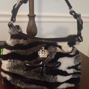 Bumblebee rhinestone fur purse